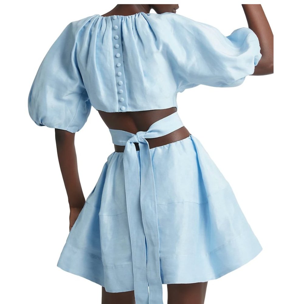 Aje Blue Cutout Dress (size 0) - Picture 2 of 9